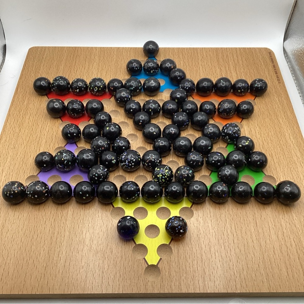 Vintage Lot of 75 MARBLES Glass Confetti Speckled Black Cola Blue